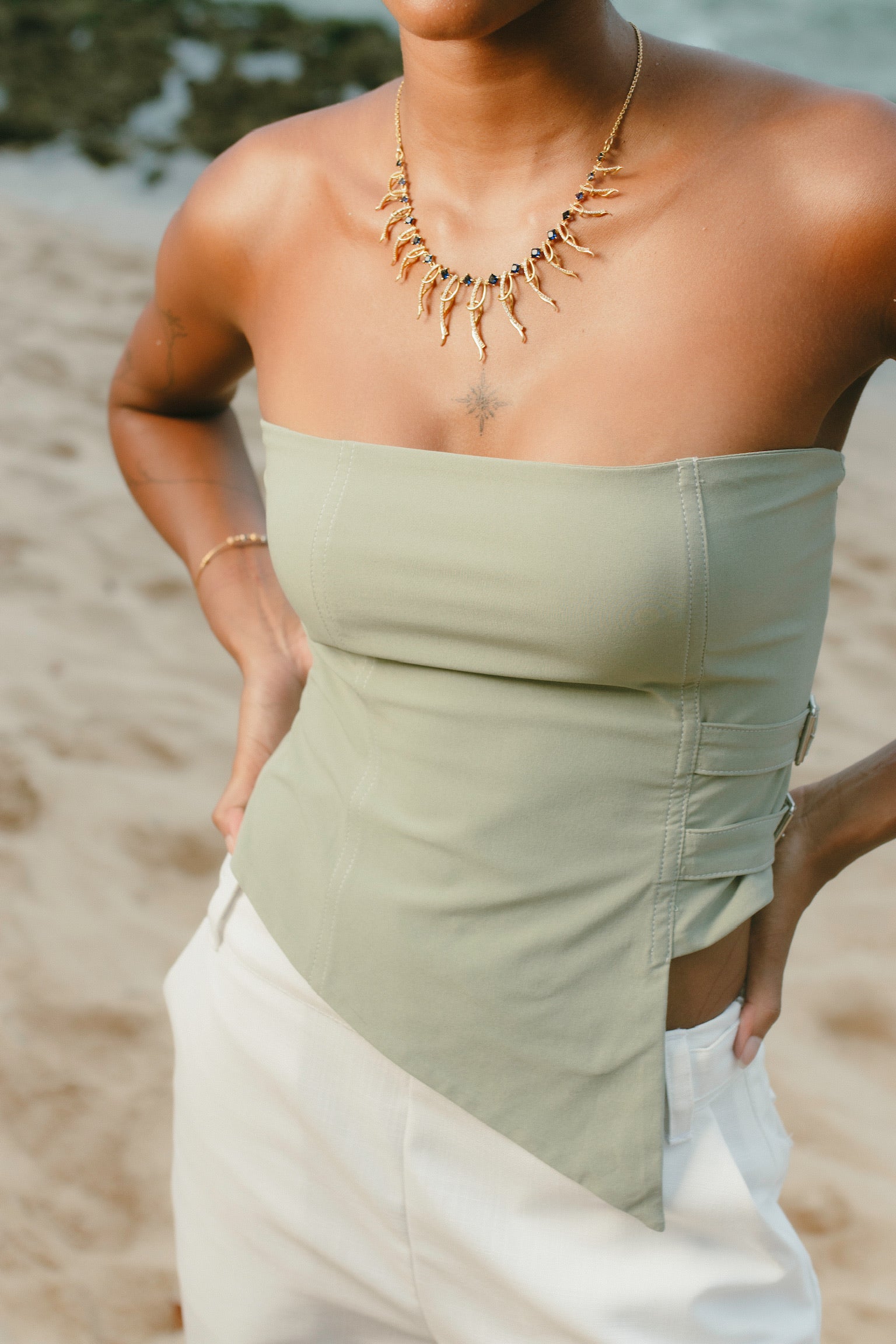 The Drop Top (Green) - Nirmāṇa Apparel Sri Lanka