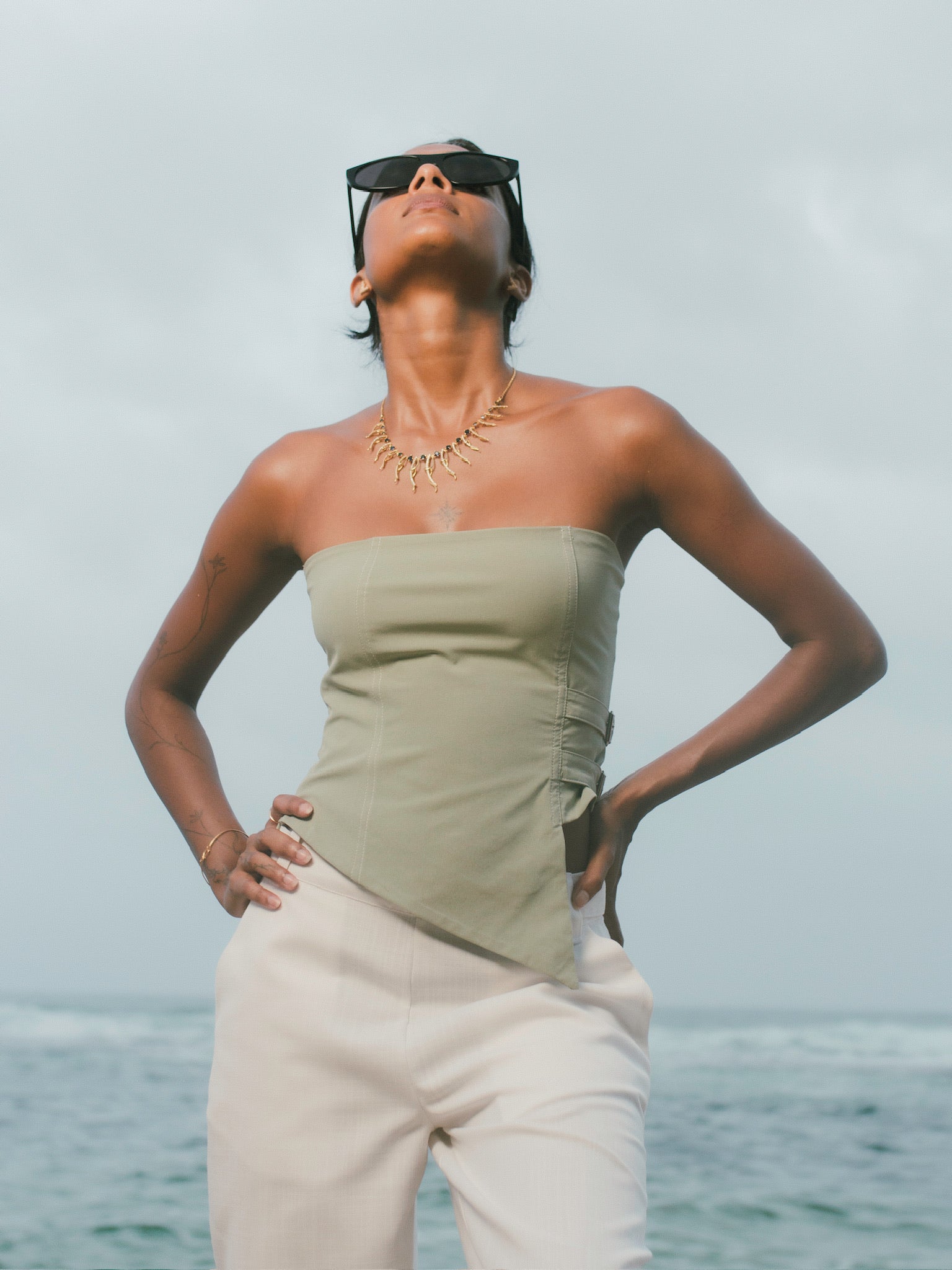 The Drop Top (Green) - Nirmāṇa Apparel Sri Lanka