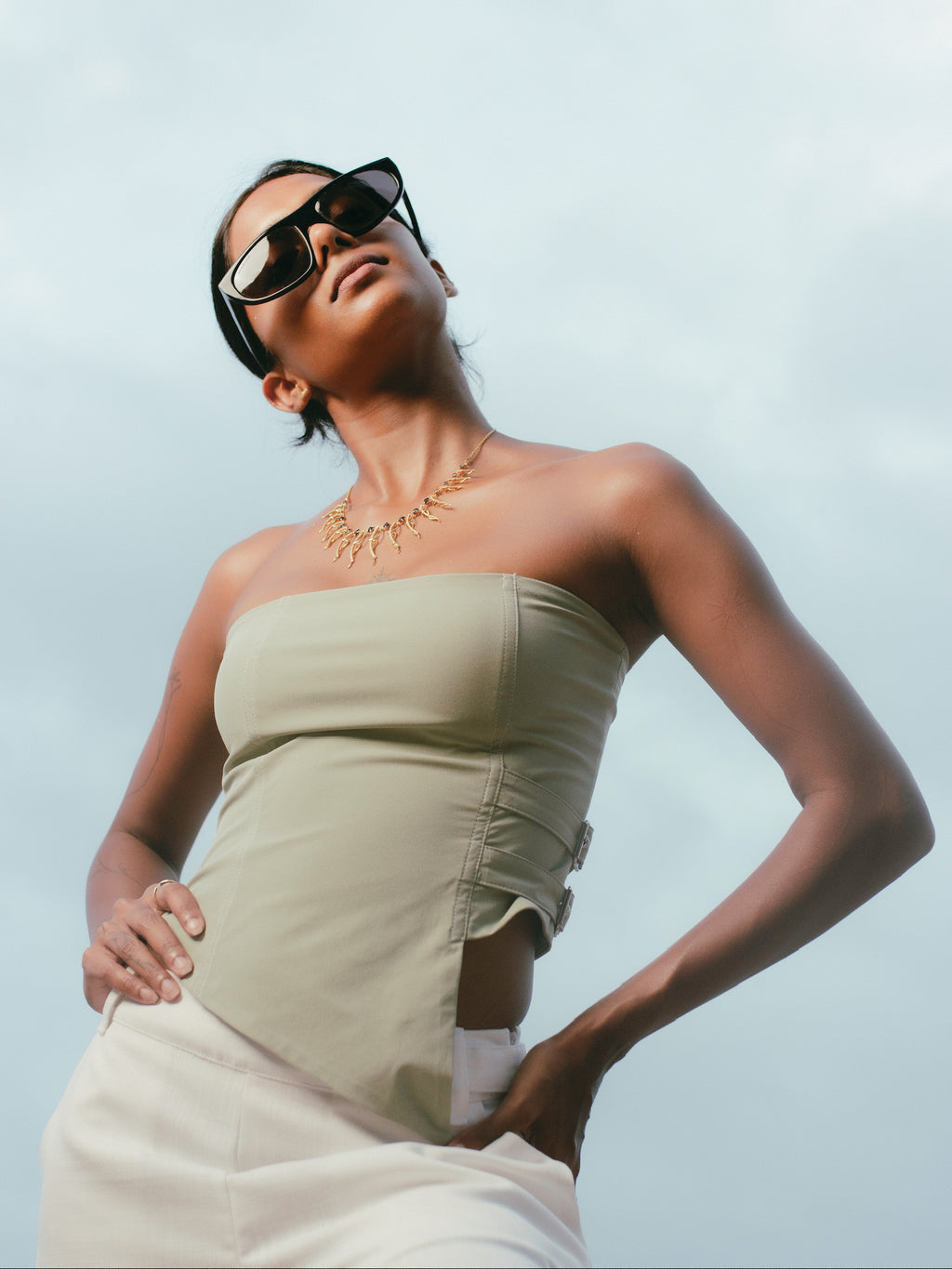 The Drop Top (Green) - Nirmāṇa Apparel Sri Lanka